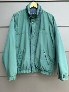 Vintage Northern reflections Men's Green lightweight Jacket - concealed hood - M